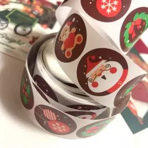 크리스마스 포장용 롤스티커 1롤 총500매 포장 빵 베이커리 성탄 학교 선물