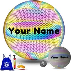 KPASON 맞춤형 홀로그램 빛나는 배구공 사이즈 5 - 남성 여성 위한 이름/텍스트가 포함된 글로우 인 더