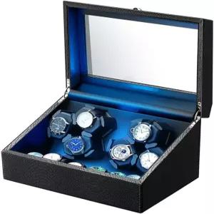 J T 테크놀로지 자동 시계용 시계 와인더 LED 조명이 장착된 6개의 + 조용한 모터가 보관 케이스(PU