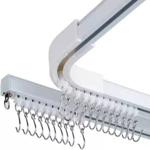 후크 코너 커넥터가 있는 알루미늄 합금 천장 커튼 트랙(2개 세트) 거실 침실 욕실에 적합한 튼튼한 방