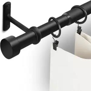 창문용 1인치 커튼봉 32~144인치 검은색 러스틱 세트 실내외용 브라켓 룸 칸막이가 있는 모던 디자인