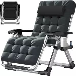 ABORON 무중력 의자 프리미엄 야외 잔디 접이식 라운지 탈착식 쿠션 헤드레스트 및 트레이 견고한 조절식