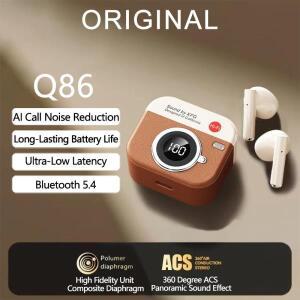 Q86 블루투스 5.4 이어폰 리뉴얼 무선 HD 마이크 통화 헤드폰 하이파이 노이즈 감소 베이스 헤드셋 전체