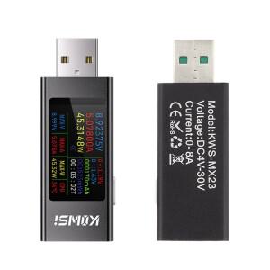 KWS-MX23 HD 1.06 인치 IPS 디스플레이 다기능 USB 테스터 전압 전류계 전력계 DC 4-30V 0-8A 멀티 미터