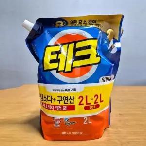 엘지생활건강 테크 베이킹소다 구연산세제 2L + 2L 리필 일반용 (WFK91QZ)