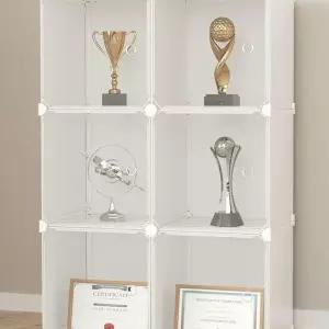 트로피 전시 캐비닛 35cm 2층 코너장식장 모형 화이트 수납장 열