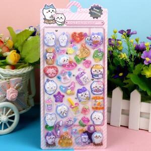 4개/팩 큐트 만화 놀이 3D 스티커 산리오 치카와 물병 노트북 바인더 미적 데칼 선물
