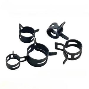 10개/롯트 블랙 65MN 망간 강스틸 핀치 스프링 호스 클램프 5mm-27mm 탄성 버클 수도관 후프