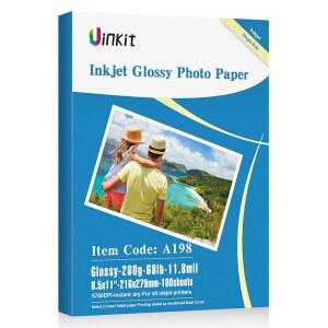Uinkit 100매 무겁고 두꺼운 광택 사진 용지 단면 8.5x11 잉크젯 68lb 260Gsm DIY 인사말 카드 플레이스매트 공예 프로젝트 간판 프린터용 크리스마스 포스터 1,180만