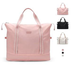 [포르르] 골프 퀄리티 접이식 여행 더플백 여성용 요가 토트백 운반 여성 스포츠 체육관 병원 가방 노동 및 배달 야간 수하물 가방, 40l, 핑크