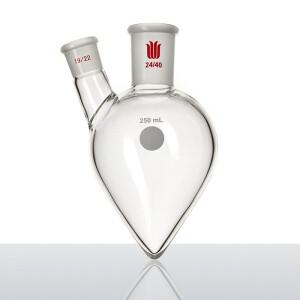 SYNTHWARE 두 개의 목이 있는 하트 모양 플라스크 배 용량 100mL FLASK TWO NECK PEAR F34