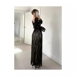 여자 레이어드 레이스 원피스 추동 망사 언발 롱스커트 SPO마켓4