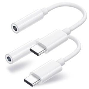 [미국배송] 두야수르 2팩 USB C~3.5MM 헤드폰 잭 어댑터 C~AUX 오디오 동글 케이블 코드 아이폰호환 16 /15 PRO MAX 아이패드호환 PRO 애플호환 삼성호환 삼성호환24 픽셀 7 /6 /5와 호환됩니다