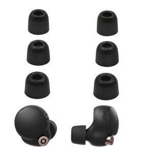 [미국배송] 손샤비보 메모리 폼 이어팁 노이즈 캔슬링 소니 WF-1000XM4 / 1000XM5 1000XM3 이어버드 헤드폰 [케이스에 맞는 맞춤] L /M /S 블랙 3켤레