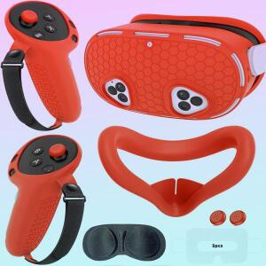 VR 액세서리 Oculus/Meta Quest 3S 헤드셋 컨트롤러 쉘 보호 케이스 커버 렌즈 캡 아이 마스크 용 실리콘