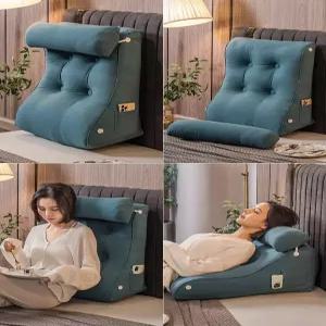 삼각등받이 등쿠션 허리쿠션 침대 쇼파 등받이 D. 베이지 45x55x26cm둥근 베개 포함