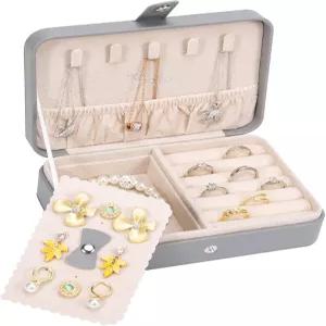 보바 소형 주얼리 정리함 여성 청소년을 위한 여행용 케이스 미니 PU 가죽 휴대용 보관함 홀더 목걸이 링