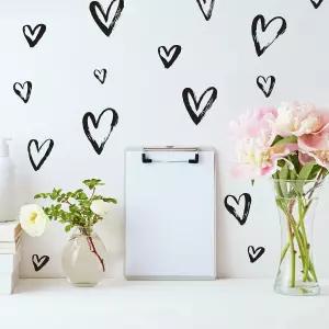 룸메이트 RMK4884SC 블랙 스케치 하트 필 앤 스틱 월 데칼