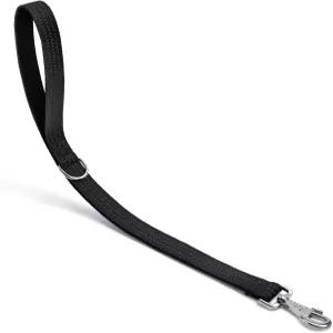 개 목줄 헤비 듀티 메탈 후크 리플렉티브 트레이닝 리드 나일론 트래픽 패딩 핸들 짧은 목줄. (블랙