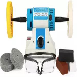 바오시샨 벤치 버퍼 주얼리 폴리셔 가변 속도 벤치탑 연마 버퍼링 머신 목재 금속 선반 110V용 스타터 키트