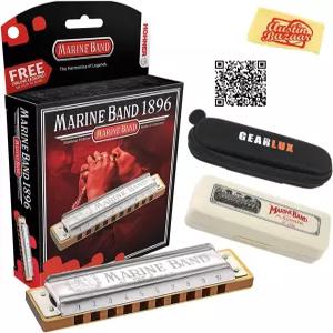 호너 마린 밴드 1896 하모니카 - 케이스 파우치 오스틴 바자 온라인 매뉴얼 연마 천이 포함된 키 오브 C