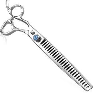 퍼플 드래곤 8.0인치 왼손잡이 전문 애완동물/개 그루밍 헤어 커팅 가위 다운 커브드 청커 가방 포함 -