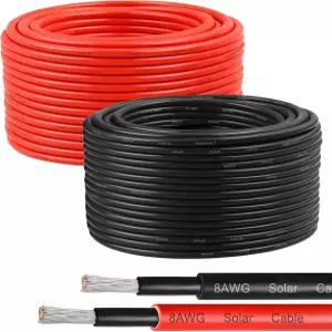 8AWG 태양광 패널 와이어 10mm2 100피트 레드 블랙 연장 케이블 2팩 및 자외선 저항성이 있는 PV RV 인버터