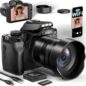 사진 촬영용 FLATIC 카메라 유튜버용 WiFi가 장착된 4K 75MP 디지털 4.0인치 IPS HD 터치스크린이 20배