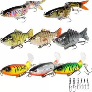 민물고기 낚시 미끼 페이블리스 혼합 탑 워터 베이스 다중 관절 수영 및 송어 메기 크래피 머스키를 위한