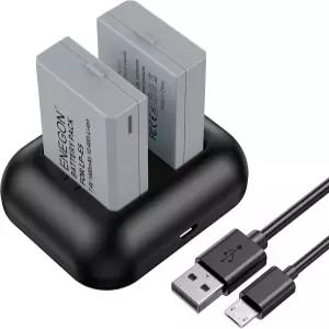 ENEGON LP-E5 교체 배터리(2팩) 및 캐논 EOS 레벨 XS T1i XSi 1000D 500D 450D 키스 X3 X2 F용 급속 듀얼