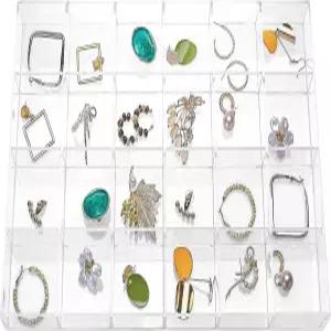 대형 클리어 주얼리 정리함 디스플레이 트레이 반지 귀걸이 목걸이 아크릴 서랍 트레이(24개 그리드)