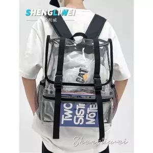 버클 투명 백팩 가방 캐주얼 자기백 덕질가방 블랙 여름가방