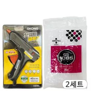 오공 핫멜트 글루건 대형 11mm & 핫멜트스틱 600g 글루건심 글루건심 x 2세트(각2개)