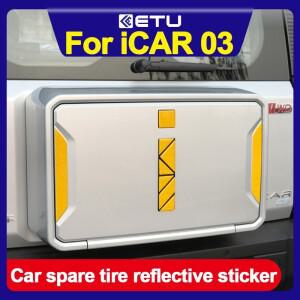 Chery ICAR 03 Jaecoo 6 J6 EV 트렁크 뒷문 경고 스티커 반사 예비 타이어 I 로고 자동차 튜닝 부품
