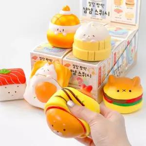 말랑빵떡 냠냠 랜덤 스퀴시 /감각발달완구/스트레스해소/촉감놀이/재활운동/손힘운동/심신안정/말랑이/아동