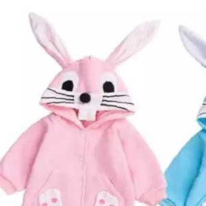 쌍문상회 블루핑크 쫑긋토끼 아동긴팔후드우주복 314519 유아긴팔우주복