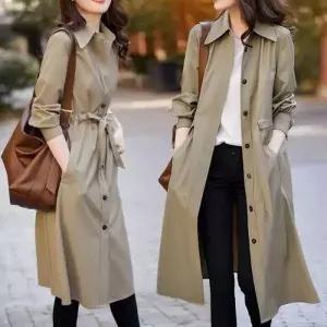 여성 간절기 셔츠형 롱코트