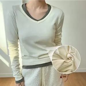 [셀러허브 패션]6컬러 쫀득 피치기모티셔츠 모달 브이넥 유넥긴팔티