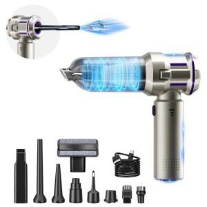 Goweto 16000PA 컴퓨터 청소기 키보드 압축 공기 먼지 제거기 - PC/노트북 청소용 무선 휴대용 미니 진공 자동차/가정/사무실용 제거기(보라색, 소형)