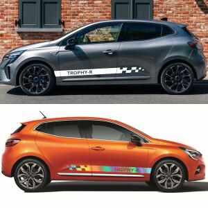 루보식 자동차 후드 사이드 스커트 키트 스티커 르노 클리오 RS R.S. 4 개 트로피 R 레이싱 스트라이프 스