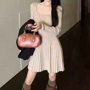 오프숄더원피스 모임룩 여성봄원피스 머메이드원피스 스커트 골지 끈나시원피스