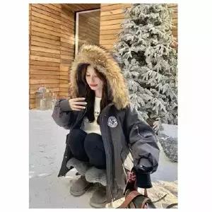 여자점퍼 집업 야구 항공 그레이 후드 빅 퍼 보온 패딩 겨울 코트 원템4