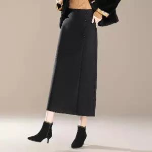 여자스커트 H라인 모직 일자 힙업 스커트 가을 겨울 롱 도톰 트임 원턱 원템4