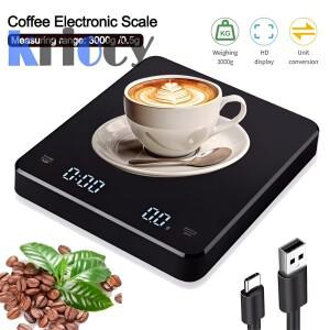 디지털 주방 커피 규모 타이머가있는 고정밀 충전식 가정용 전자 저울 스테인레스 스틸 스마트 그램 무게