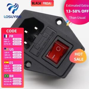 15A 10A250V 3핀 AC 전원 소켓파워 로커 스위치 퓨즈 포함