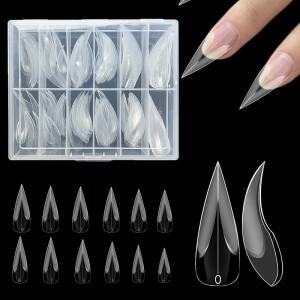 120pcs 곡선 스틸레토 네일 3D 독수리 발톱 호크 조각 손톱 전체 커버 금형의 폴리 젤 확장 듀얼 폼