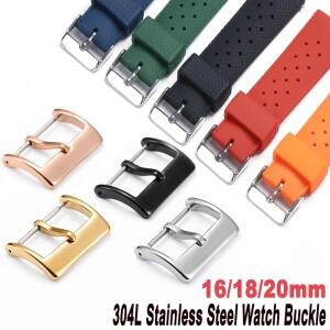 304L 솔리드 스테인리스 스틸 시계 버클 실버 광택 스트랩 핀 클래스프 16mm 20mm 액세서리 수리 부품
