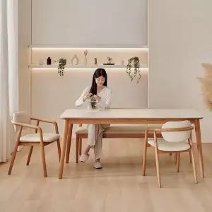 [신세계라이브쇼핑]동서가구 로라 6인용 원목 세라믹 식탁 세트 1800 (의자2+3인 벤치1) DF927591