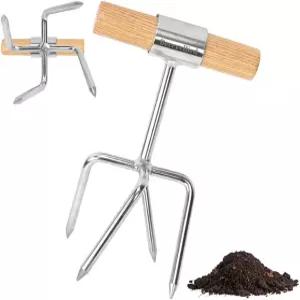 베리앤버드 트위스트 경운기 - 통기 토양 이완 및 잡초 제거를 위한 스테인리스 스틸 타인 핸드 4종 나무