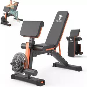 XCHIEF 조절식 웨이트 벤치 - 전신 운동을 위한 1000LBS 용량의 헤비 듀티 접이식 운동